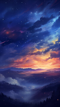 potray dramatic starry skies