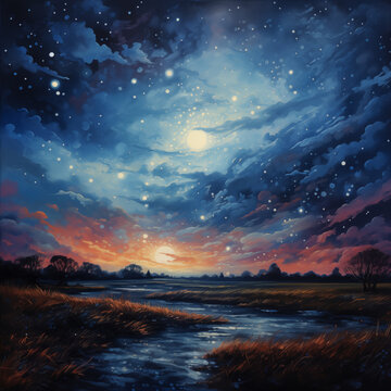 potray dramatic starry skies
