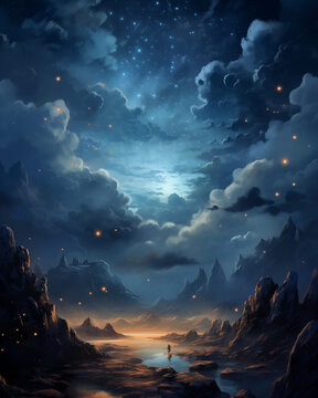 potray dramatic starry skies