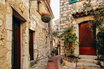 Eze village, built on the very top of a hill, the most beautiful medieval village on the French...