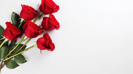Bouquet of roses, white background and copy space - generative ai