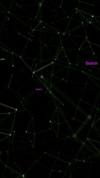 Search text against abstract motion background vertical video