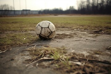 Ball on soccer field. Generative AI