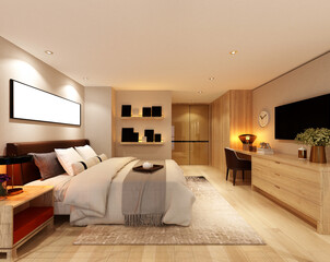 3d render loft apartment house interior