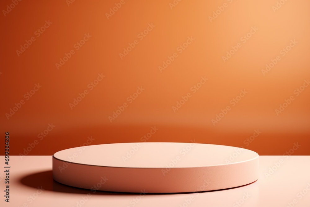 Poster mockup in trendy peach fuzz colors. background with selective focus and copy space