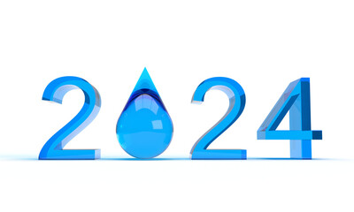2024 blue water color liquid river sea ocean waterfall time calendar march event drop water white isolated background world water day nature environment summer wave holiday ecology save idea purity  