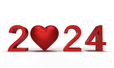 love heart red pink orange color gradient 2024 time happy new year calendar happy valentine 14 fourteen february wedding engagement romantic symbol object gift nubes love teat number day art sale icon