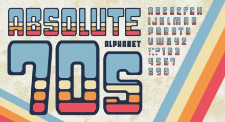 Tragetasche Absolute '70s: A groovy seventies style retro alphabet with colored stripes. © Mysterylab
