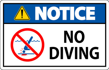 Pool Safety Sign Notice, No Diving