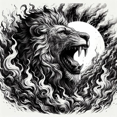 Leão imponente, arte tatuagem