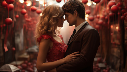Romantic setting with two people close to each other Romantic Valentine's Day AI generated 