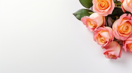 Bouquet of roses, white background and copy space - generative ai