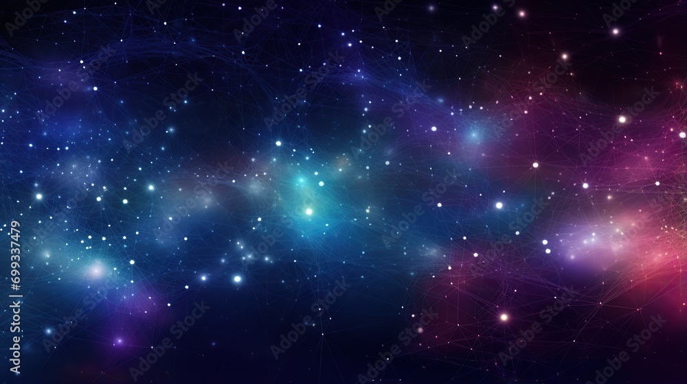 Poster online social network, background 3d illustration. lines and dots connection technology background, 
