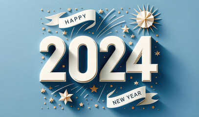 Happy New Year 2014 Paper Style Text  Design Background. - obrazy, fototapety, plakaty