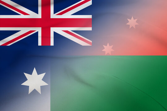 Australia and Madagascar political flag international contract MDG AUS