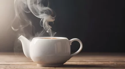 Zelfklevend Fotobehang Smokey hot tea © atonp