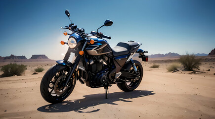 Powerful motorcycle in the desert