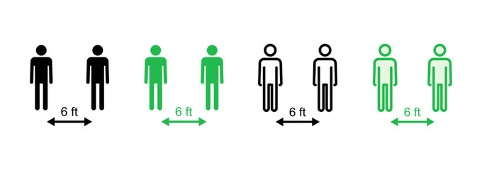 Social distance icon set. social distancing icon. self quarantine sign