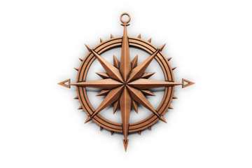 Vintage Wooden Compass Rose | Isolated on Transparent & White Background | PNG File with Transparency