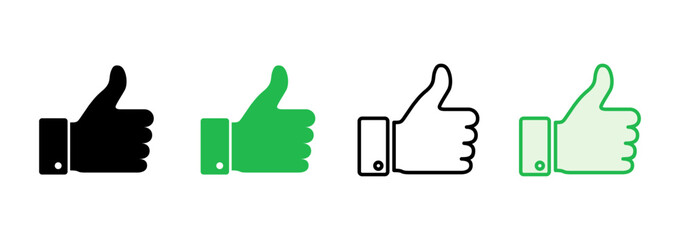 Thumbs up icon set. Hand like. Like icon vector.