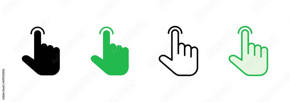 Poster hand cursor icon set. click icon vector. hand click. pointer