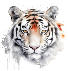 Watercolor png portrait of animal tiger