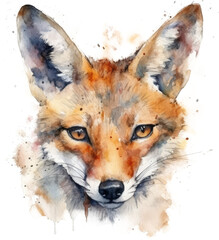 Fototapeta premium Watercolor png portrait of animal fox