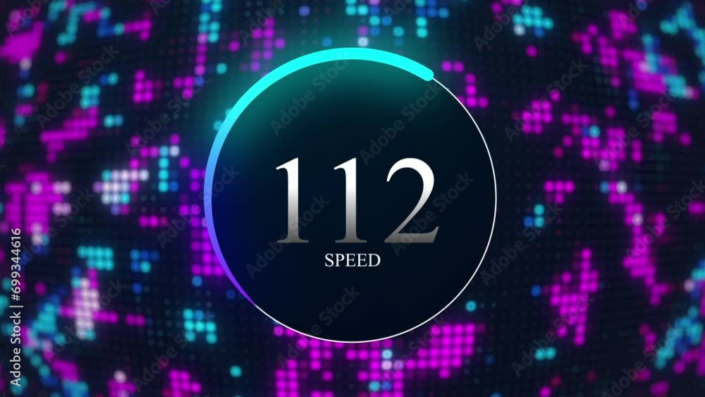 Aufkleber reaction digital count up clock timer in 123 seconds, technology background, speed information timer