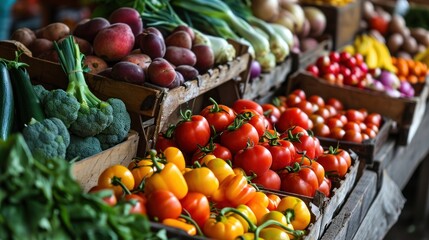 Fresh farmers market with variety of fruits and vegetables