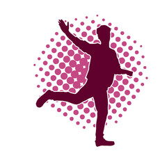 Silhouette of a male dancer in action pose. Silhouette of a slim man in dancing pose.