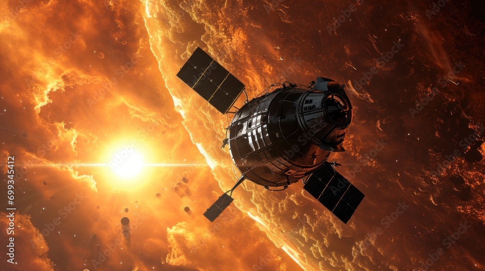 Aufkleber a space probe orbiting an unexplored exoplanet