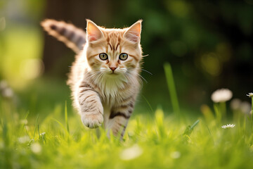 Naklejka na ściany i meble Curious Kitten in a Lush Garden