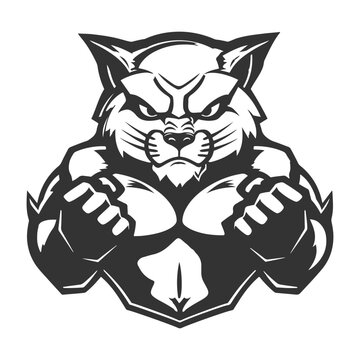 Tiger FIghter Illustration Clip Art Design Shape. Cat Silhouette Icon Vector.