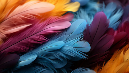 Obraz premium Vibrant colored macaw flying, showcasing nature beauty in motion generated by AI