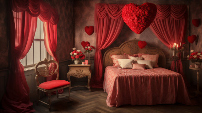 Valentines Day romantic red horizontal photography. Red Valentines Day prohotgraphy