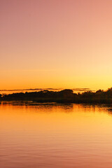 pôr do sol na cidade de Corumbá, região do Pantanal Sul, Estado do Mato Grosso do Sul, Brasil