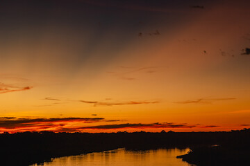 Fototapeta na wymiar pôr do sol na cidade de Corumbá, região do Pantanal Sul, Estado do Mato Grosso do Sul, Brasil