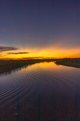 pôr do sol na cidade de Corumbá, região do Pantanal Sul, Estado do Mato Grosso do Sul, Brasil