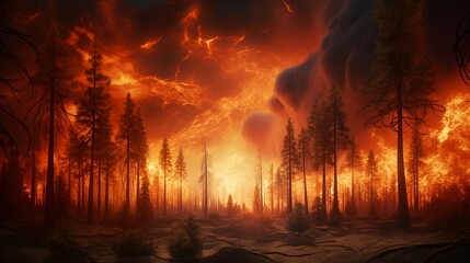 Fototapeta na wymiar Forest fire climate change. (Generative AI).