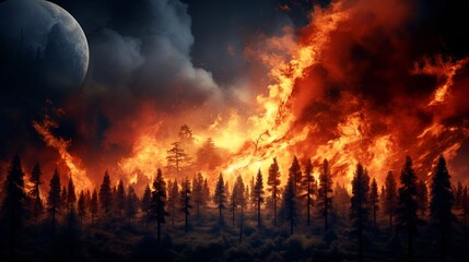 Fototapeta na wymiar Forest fire climate change. (Generative AI).