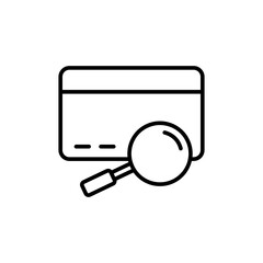 Card search outline icons, payment minimalist vector illustration ,simple transparent graphic element .Isolated on white background