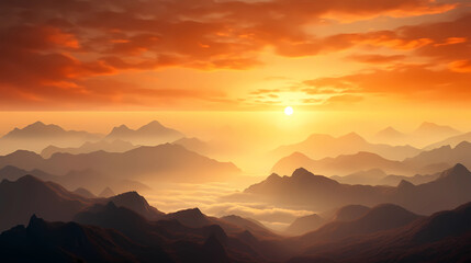 Silhouette of a sunrise over the mountains