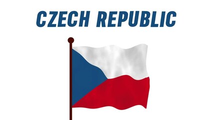 Czech Republic animated video raising the flag, introduction of the country name and flag 4K Resolution.