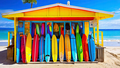 colorful surfing boards