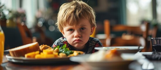 Child rejects dinner with family.