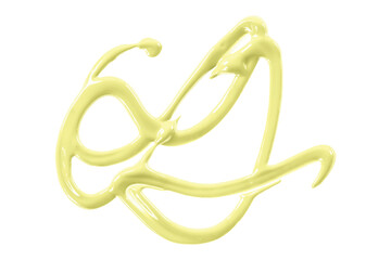 Light yellow watercolor painted zigzag lines isolated on transparent background.