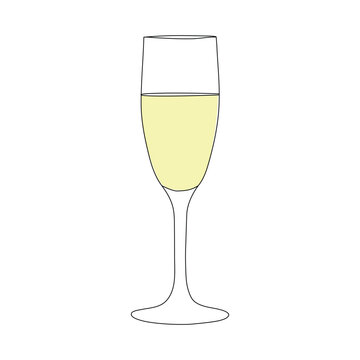 glass one line art, continuous drawing. Vector illustration isolated on white background
