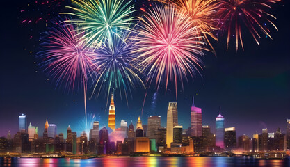 New Year Celebrating   fireworks Outdoors Background wallpaper
