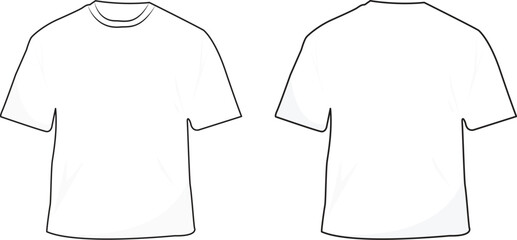 White shirt design. white t-shirt mockup, t shirt with short sleeves, t shirt template for men - obrazy, fototapety, plakaty