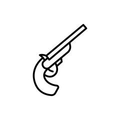 Pistol outline icons, pirates minimalist vector illustration ,simple transparent graphic element .Isolated on white background